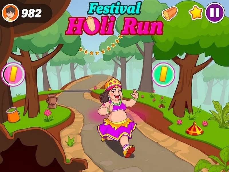 Festival Holi Run Gameplay Screenshot